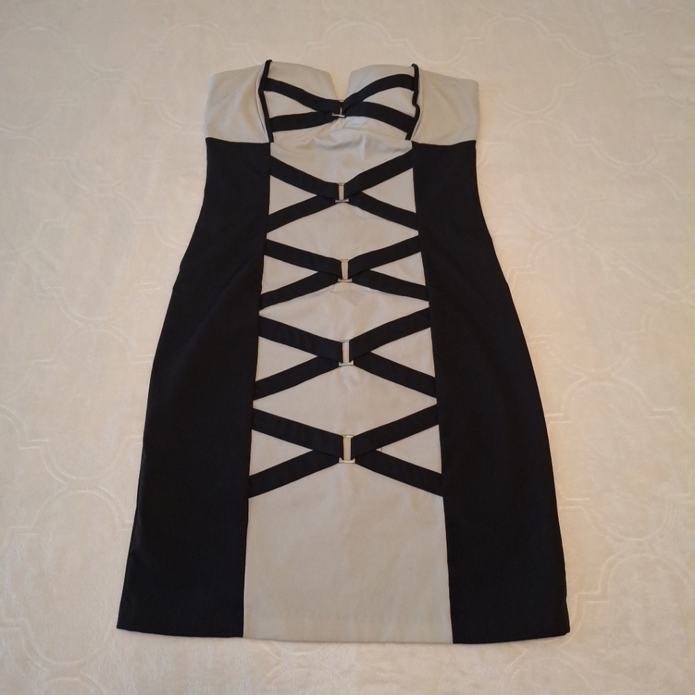 Bodycon Dress. Elegant Black and Gray Women's Dress. Size S